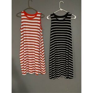 Time And Tru Striped Bundle Of 2 Sleeveless Dresses Size Medium